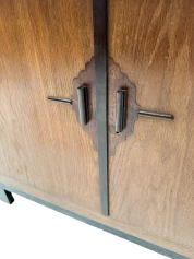 Art Deco Modernist Sideboard or credenza with Black Lacquered Top, 1930s